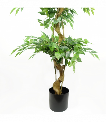 180cm Artificial Twisted Trunk Fruticosa Ficus Tree Triple Ball Topiary 1984 Leaves Copper Metal Planter
