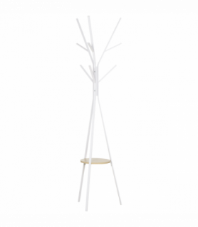 180cm Coat Rack Metal Clothes and Scarves Hat Hanger Hall Tree 9 Hooks-White