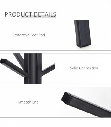 Coat Rack Metal Black 180cm Free Standing Shelf Holder Stand Display Clothes Hat