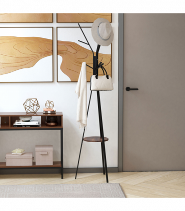 Coat Rack Metal Brown 180cm Free Standing Coat Rack Shelf Holder Hat Hanger
