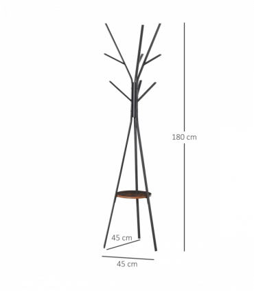 Coat Rack Metal Brown 180cm Free Standing Coat Rack Shelf Holder Hat Hanger