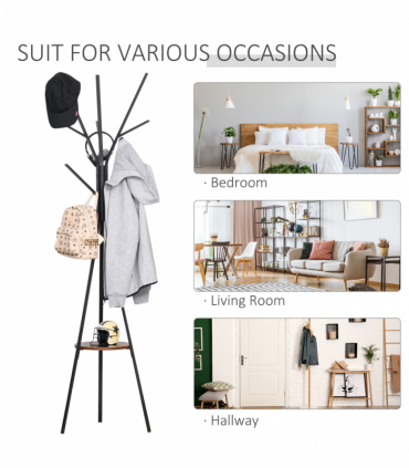 Coat Rack Metal Brown 180cm Free Standing Coat Rack Shelf Holder Hat Hanger