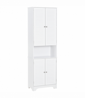 183x60cm Tall Freestanding Bathroom Cabinet Retro Shutters 3 Compartments White