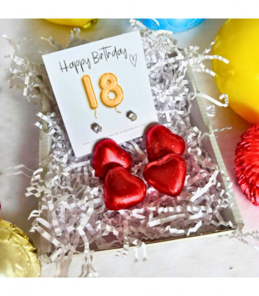 18th Birthday Cubic Zirconia Silver Earrings & Gold Balloons Mini Gift Hamper