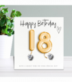 18th Birthday Cubic Zirconia Stud Earrings & Gold Balloons Gift Card