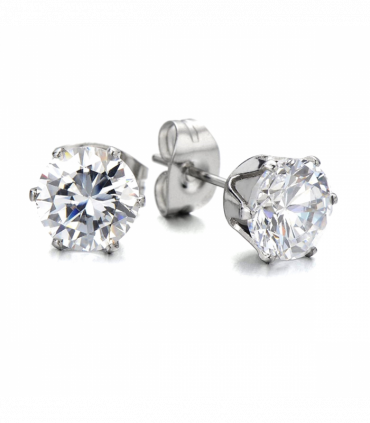 18th Birthday Cubic Zirconia Stud Earrings & Gold Balloons Gift Card