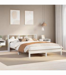 vidaXL Bed Frame without Mattress White 150x200 cm King Size Solid Wood Pine