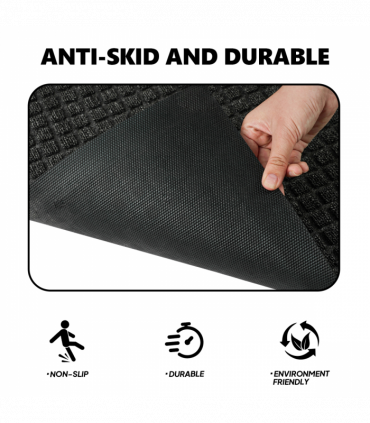 1PC Polypropylene Small Grid Composite Rubber Mat, Gray, 45x75x0.7cm, Kitchen & Home Floor Mat