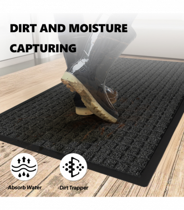 1PC Polypropylene Small Grid Composite Rubber Mat, Gray, 45x75x0.7cm, Kitchen & Home Floor Mat