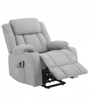 1pcs grey fabric electric elderly chair with 8-point massage belt heating 120kg indoor functional chair, UK