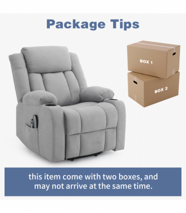 1pcs grey fabric electric elderly chair with 8-point massage belt heating 120kg indoor functional chair, UK