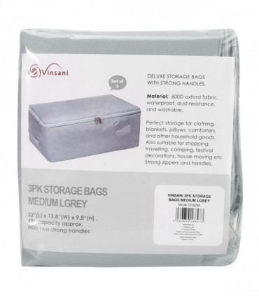 1pk Storage Bags Organiser 50L Capacity Underbed Moving Bag - Light Grey
