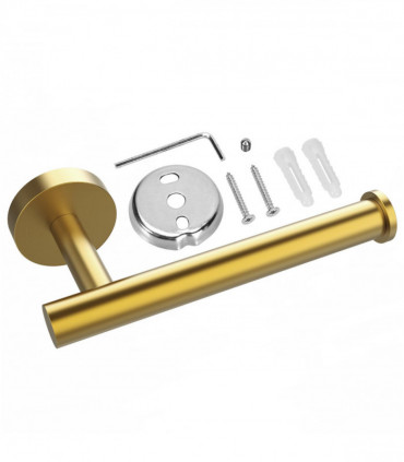 Toilet Roll Holder Brush Golden Stainless Steel 7.00 x 19.00 x 11.00 cm