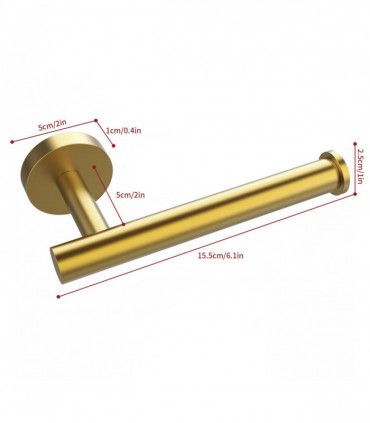 Toilet Roll Holder Brush Golden Stainless Steel 7.00 x 19.00 x 11.00 cm