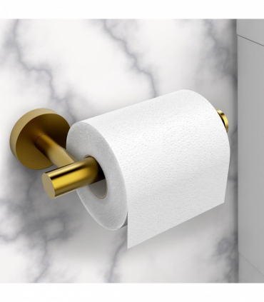 Toilet Roll Holder Brush Golden Stainless Steel 7.00 x 19.00 x 11.00 cm