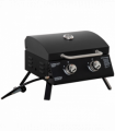 2 Burner Gas BBQ Grill Portable Folding Tabletop Barbecue Lid Thermometer Black