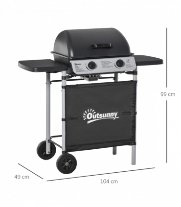 2 Burner Gas Barbecue Grill Propane Gas BBQ 5.6 kW