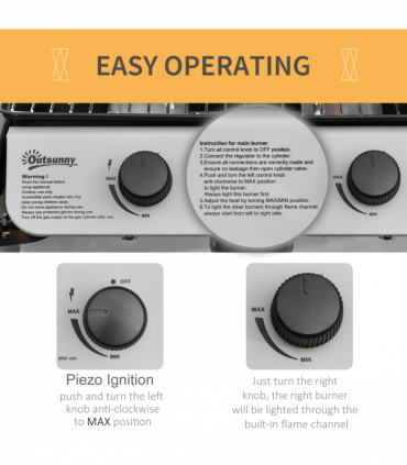 2 Burner Gas Barbecue Grill Propane Gas BBQ 5.6 kW