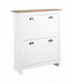 2 Drawer Shoe Cabinet Narrow Shoe Cupboard with Flip Doors White