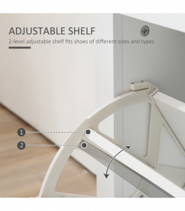 2 Drawer Shoe Cabinet Narrow Shoe Cupboard with Flip Doors White