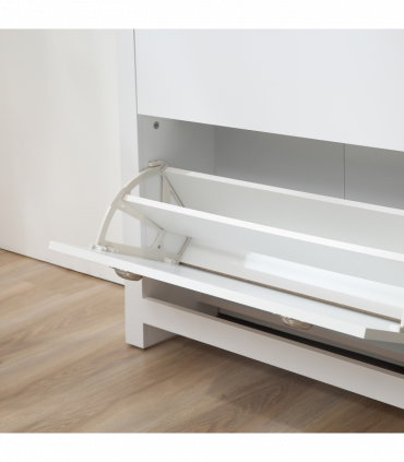 2 Drawer Shoe Cabinet Narrow Shoe Cupboard with Flip Doors White
