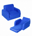 Kids Sofa Armchair Chair Blue Wood Flannel Foam 2 In 1 Fold Out Baby Bed Couch