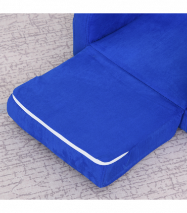Kids Sofa Armchair Chair Blue Wood Flannel Foam 2 In 1 Fold Out Baby Bed Couch