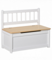 Toy Box - White MDF Pinewood 60L x 30W x 50H cm Kids Seat Bench Storage Chest