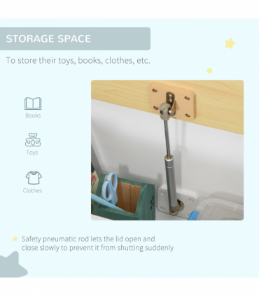 Toy Box - White MDF Pinewood 60L x 30W x 50H cm Kids Seat Bench Storage Chest