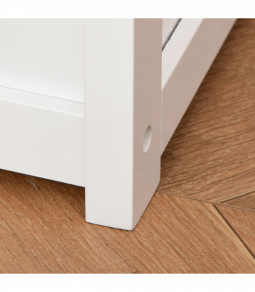 Toy Box - White MDF Pinewood 60L x 30W x 50H cm Kids Seat Bench Storage Chest