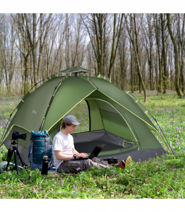 POP-UP TENT: Green 190T Polyester 140H x 210L x 210Wcm Camping Festival Hiking