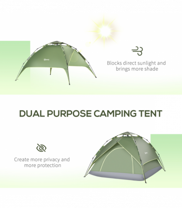 POP-UP TENT: Green 190T Polyester 140H x 210L x 210Wcm Camping Festival Hiking