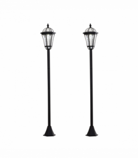2 PCS LED Garden Lights Lamp Post Solar Powered Lantern black