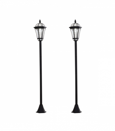 2 PCS LED Garden Lights Lamp Post Solar Powered Lantern black