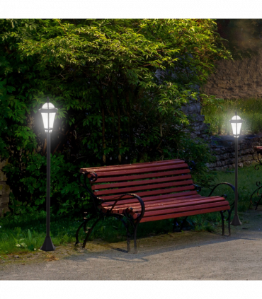 2 PCS LED Garden Lights Lamp Post Solar Powered Lantern black
