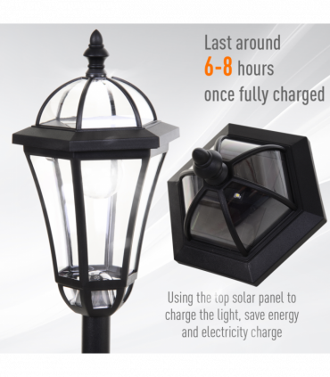 2 PCS LED Garden Lights Lamp Post Solar Powered Lantern black