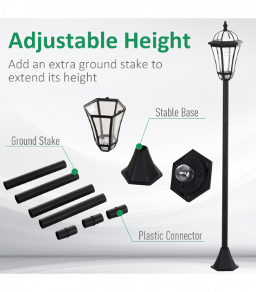 2 PCS LED Garden Lights Lamp Post Solar Powered Lantern black