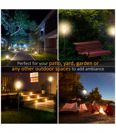 2 PCS LED Garden Lights Lamp Post Solar Powered Lantern black