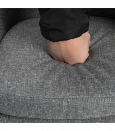 2 PCs Modern Upholstered Fabric Bucket Seat Bar Stools w/ Solid Wood Legs Grey