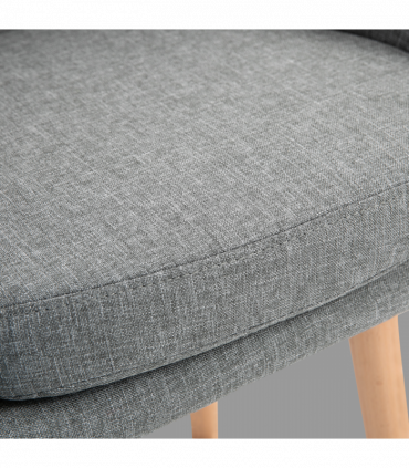 2 PCs Modern Upholstered Fabric Bucket Seat Bar Stools w/ Solid Wood Legs Grey