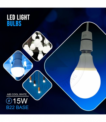 2 Pack 15W B22 Screw LED Light GLS bulbs, Energy Saving Edison  Cool White 6000K non dimmable lights