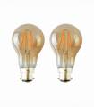 2 Pack A60 B22 4W Bayonet Style LED filament Retro Amber light bulb Warm white glass bulbs 2700K Light Bulbs