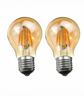 2 Pack A60 E27 4W Edison Style LED filament Retro Amber light bulb Warm white screw bulbs 2700K Light Bulbs