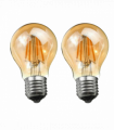 2 Pack A60 E27 4W Edison Style LED filament Retro Amber light bulb Warm white screw bulbs 2700K Light Bulbs
