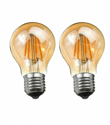 2 Pack A60 E27 4W Edison Style LED filament Retro Amber light bulb Warm white screw bulbs 2700K Light Bulbs