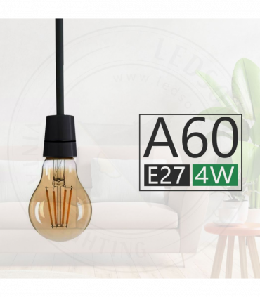 2 Pack A60 E27 4W Edison Style LED filament Retro Amber light bulb Warm white screw bulbs 2700K Light Bulbs