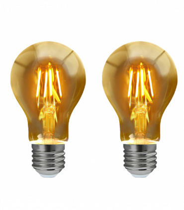 2 Pack A60 E27 8W Edison Style LED filament Retro Amber light bulb Warm white screw bulbs 2700K Light Bulbs
