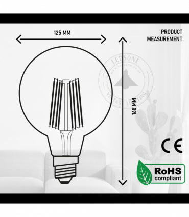 2 Pack E27 LED Edison Dimmable Vintage Amber Glass Warm white 2700K Light Bulbs