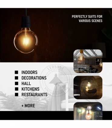 2 Pack E27 LED Edison Dimmable Vintage Amber Glass Warm white 2700K Light Bulbs