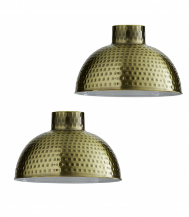 Metal Green Brass 26cm Dome Shape Large Lamp Shades - 2 Pack Vintage/Retro Style